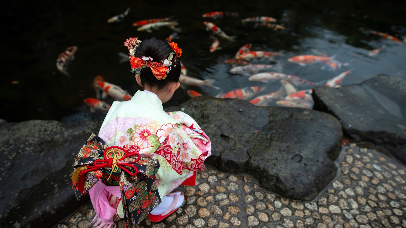 Kimono,Fille,Carpe,2021,Japon,Parc,5K,Photo