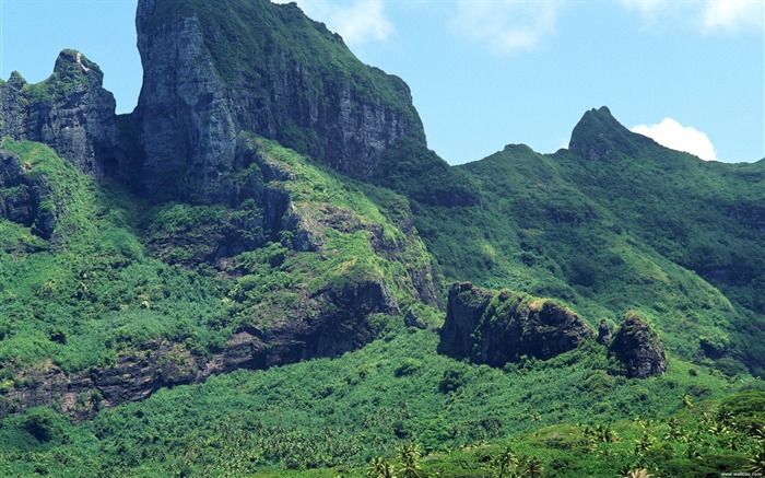 タヒチ島の緑、山の壁紙をカバー ブラウズ:17625