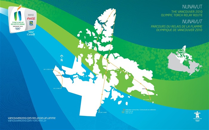 Roteamento do relator da tocha olímpica de 2010 em Nunavut Foto Visualizações:10303