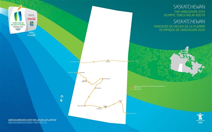 Roteamento do relé da tocha olímpica de 2010 em Saskatchewan Photo Visualizações:10281