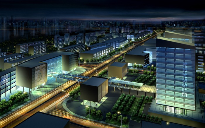 City Night View-3D Renderizaciones Arquitectónicas Comerciales Vistas:13835