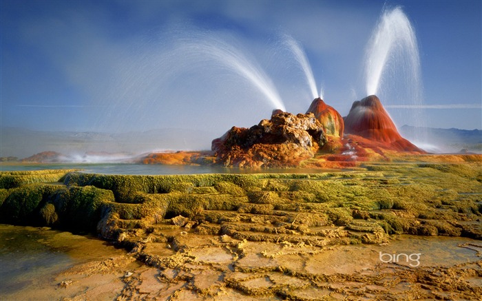 Geysers éclatent dans le désert de Black Rock dans le Nevada Vues:21709