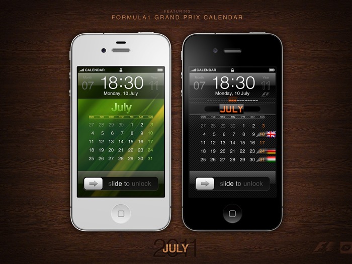 Julho 2011 Calendário Papel de parede segunda série Visualizações:23834