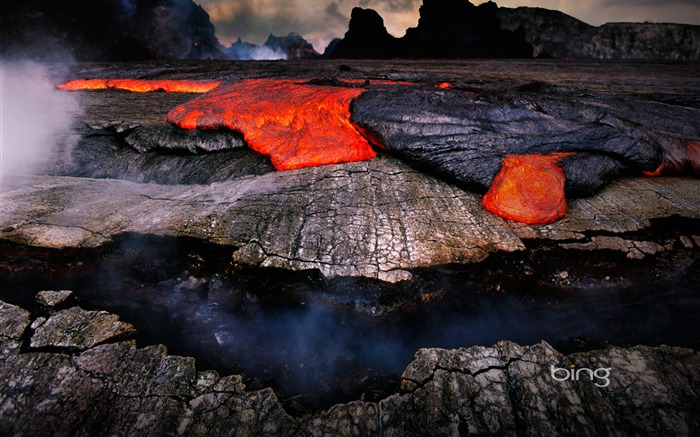 Caldeira lave déborde du Puu oo le Kilauea à Hawaï volcan Vues:26828