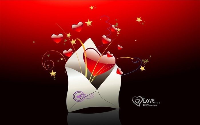 Love Envelope - Valentines Day fondo de pantalla en forma de corazón diseño Vistas:23731