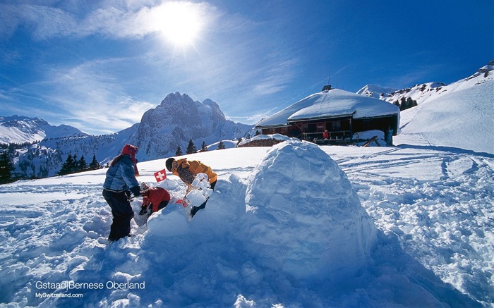 Faire un igloo en vacances d'hiver de neige en Suisse Vues:13525