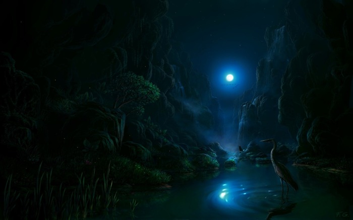 Night scene in the moonlight wallpaper Views:27792 Date:2011/7/8 13:20:51