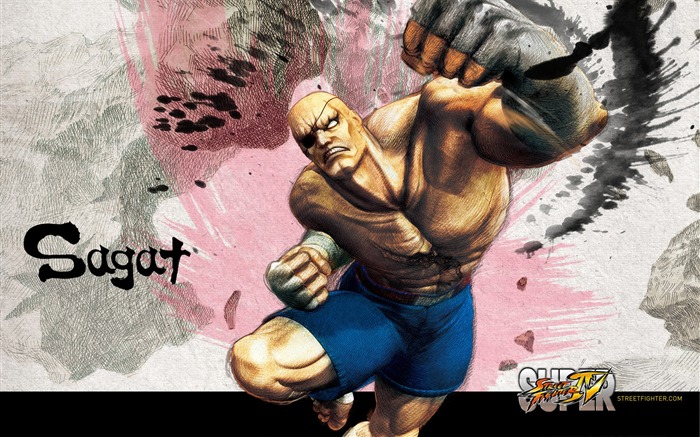 Sagat-Super Street Fighter 4 ilustração da tinta do papel de parede Visualizações:25987