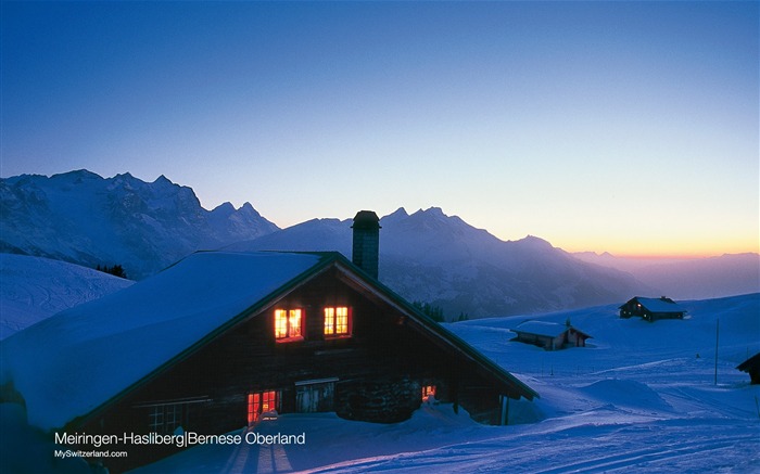 Puesta de sol bajo el papel pintado Meiringen - Haas Lieber Vistas:10554