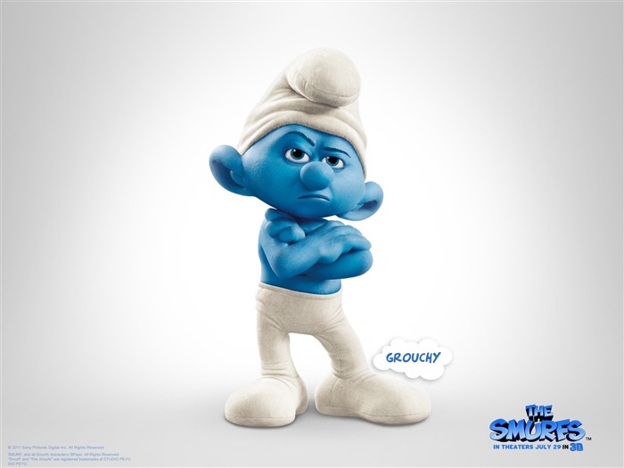 Grouchy Smurf-The Smurfs 3D電影壁紙 查看次數:48336