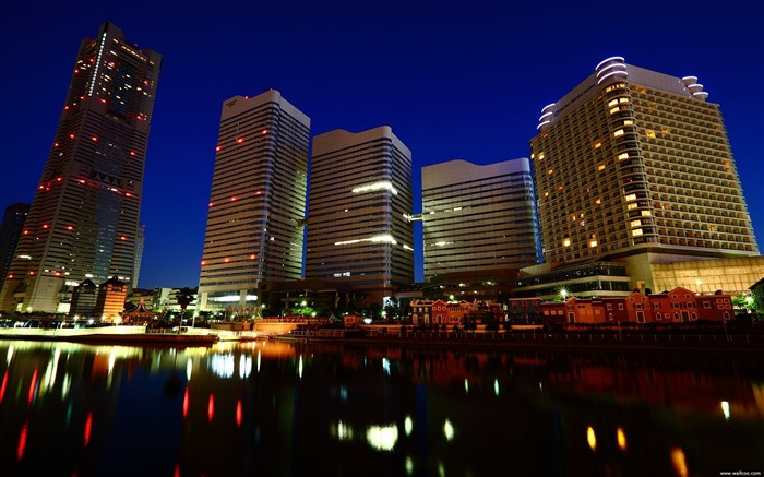 Yokohama Minato Mirai 21, la nuit fond d'écran Vues:16378