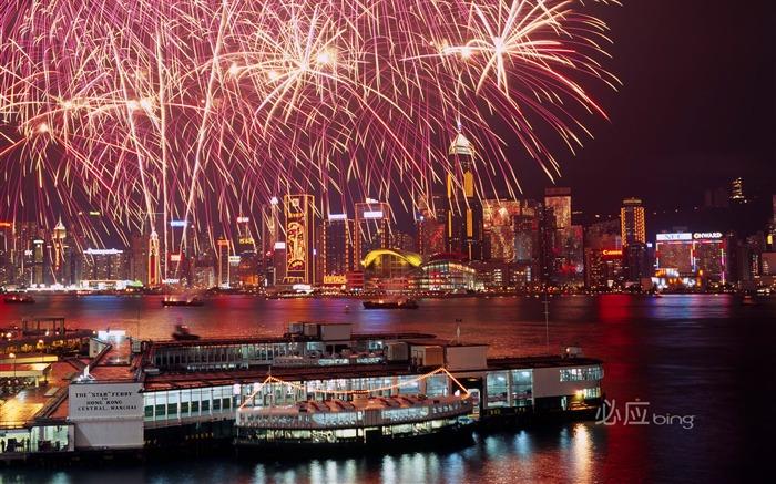 fogos de artifício no papel de parede de Hong Kong Visualizações:26905