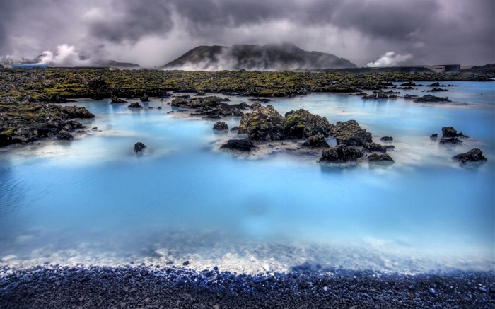 冰岛的蓝湖蓝色泻湖壁纸-HDR 冰岛风光宽屏壁纸 浏览:38646