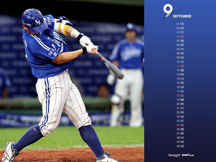 Septiembre-Calendario-fondo de pantalla de béisbol coreano 01 Vistas:10354