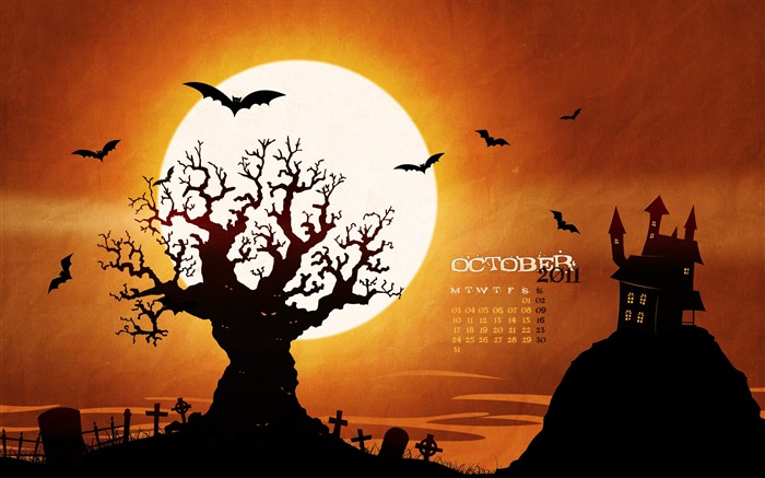 Castillo de Halloween-octubre de 2011 - Fondo de escritorio de calendario Vistas:24030