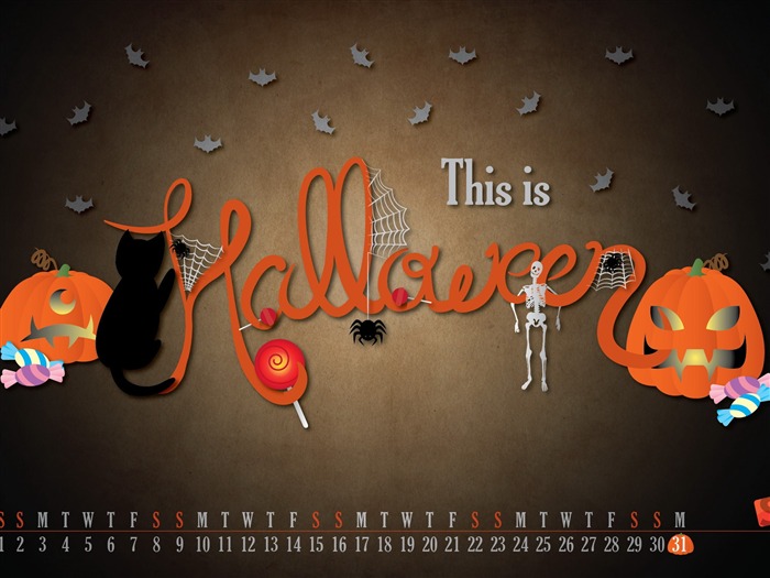 Illustration Halloween-Octobre 2011 - Desktop Calendar Wallpaper Vues:12384