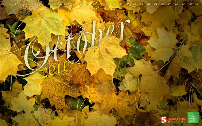 feuilles-Octobre 2011 - Desktop Calendar Wallpaper Vues:10197