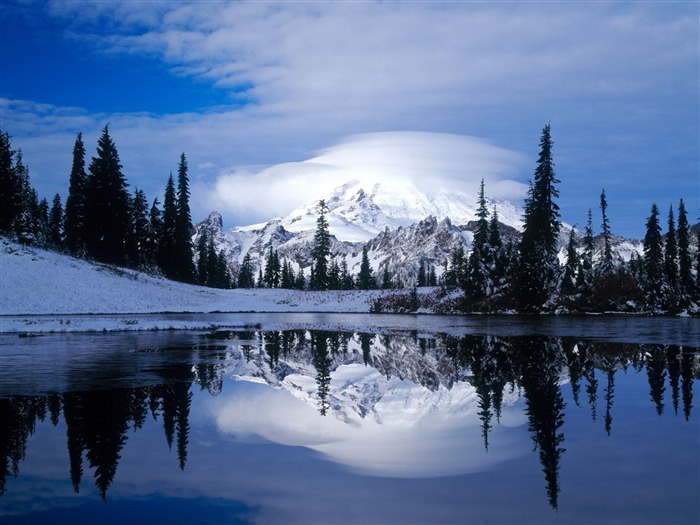 Monte Rainier Refletido Tipsoo Lake-Beautiful wallpaper paisagens naturais Visualizações:12330