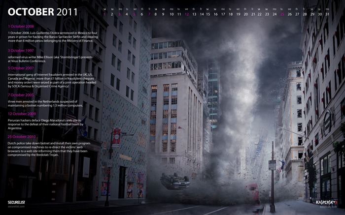 Historial de octubre-octubre de 2011 - Fondo de escritorio de calendario Vistas:8011