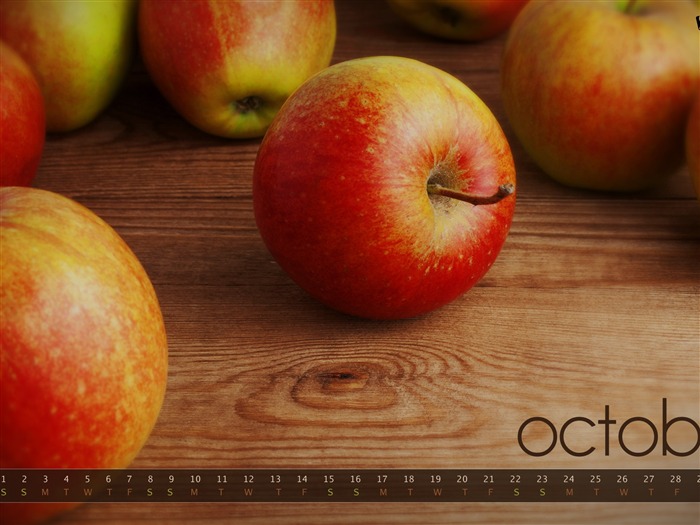 Red Apple-Octobre 2011 - Desktop Calendar Wallpaper Vues:10061