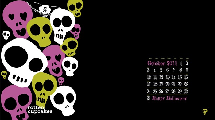 crâne-Octobre 2011 - Desktop Calendar Wallpaper Vues:10969