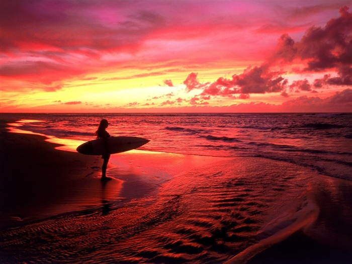 Surfer at Twilight Hawaii-Photography Wallpaper seleccionó la cuarta serie Vistas:14275