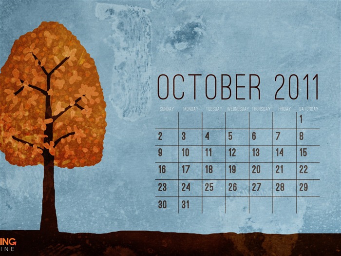 l'automne grunge-Octobre 2011 - Desktop Calendar Wallpaper Vues:10421