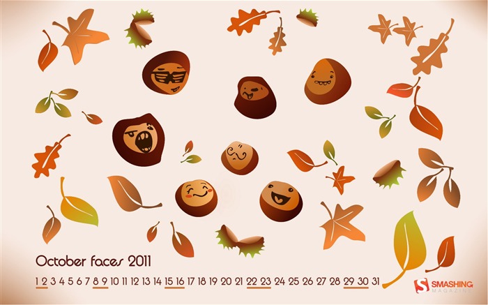 Octobre visages-Octobre 2011 - Desktop Calendar Wallpaper Vues:6725