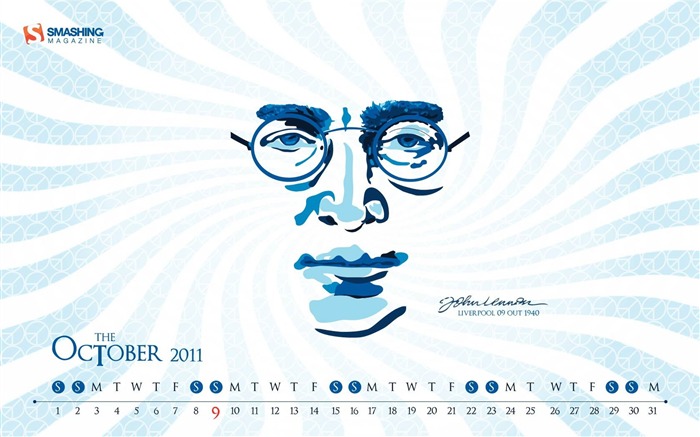 hommage à John Lennon-Octobre 2011 - Desktop Calendar Wallpaper Vues:6901