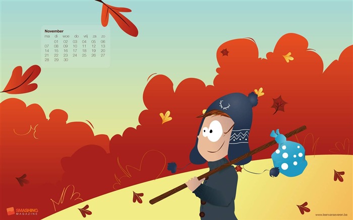 automne-Novembre 2011-Desktop Calendar Wallpaper Vues:7187