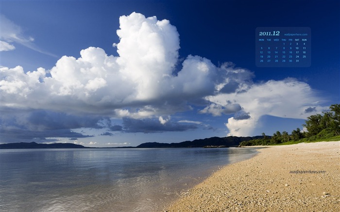 Fondo de escritorio de playa-diciembre de 2011-calendario Vistas:9665