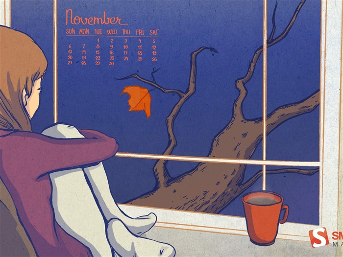 Late Autumn-Novembre 2011-Desktop Calendar Wallpaper Vues:9116