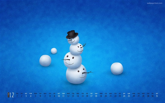 bonhomme de neige-Décembre 2011-Desktop Calendar Fonds d'écran Vues:7054