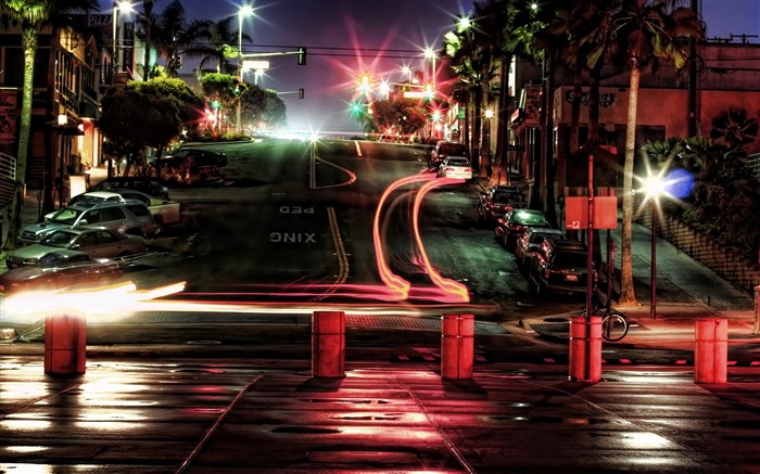 phares de voiture la nuit-La photographie de paysage urbain wallpaper Vues:19909