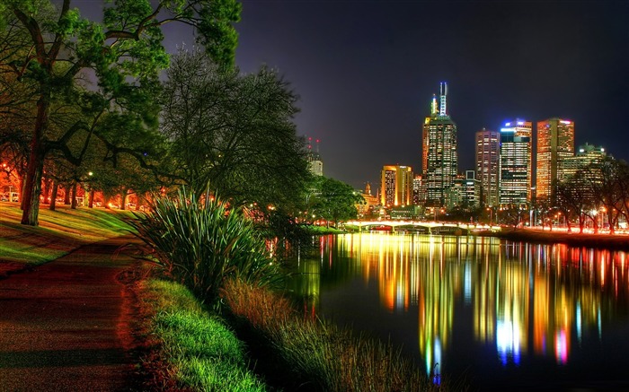 Melbourne la nuit-La photographie de paysage urbain wallpaper Vues:20134