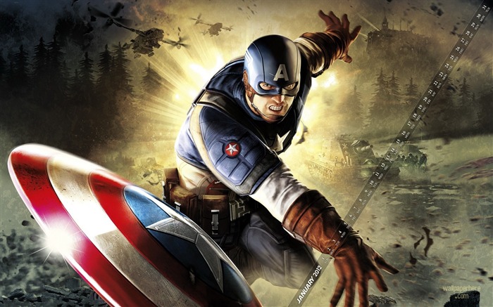 Captain America-January 2012 calendar desktop themes wallpaper Views:12079 Date:2011/12/30 23:44:14