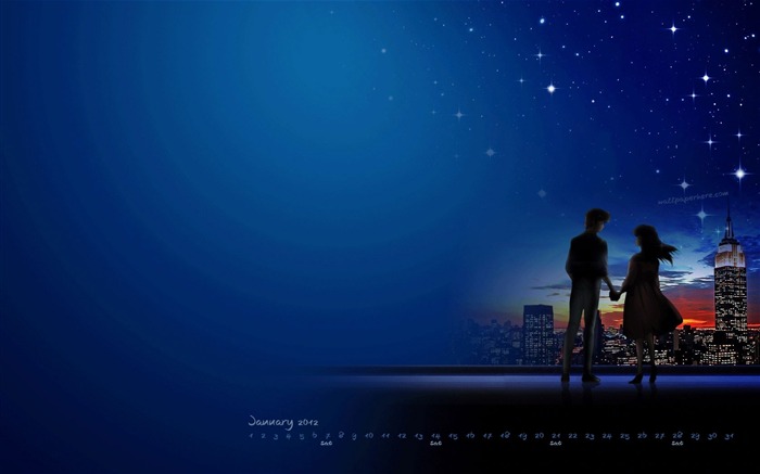 Couple-January 2012 calendar desktop themes wallpaper Views:13037 Date:2011/12/30 23:47:22