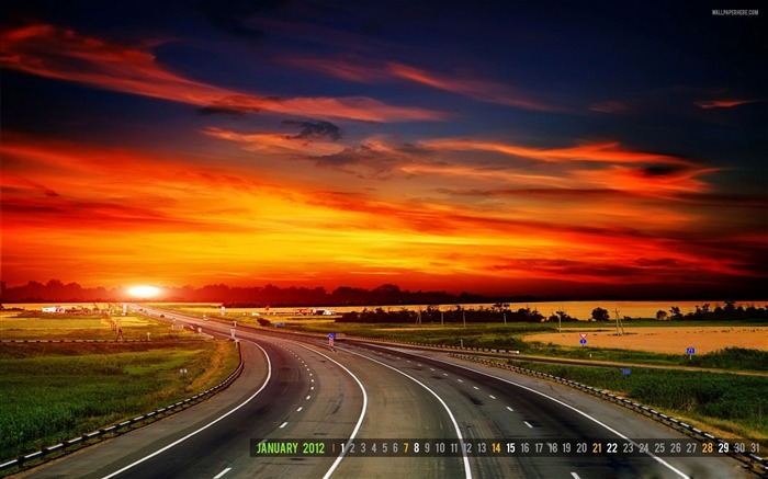 Highway-January 2012 calendar desktop themes wallpaper Views:9558 Date:2011/12/30 23:53:25