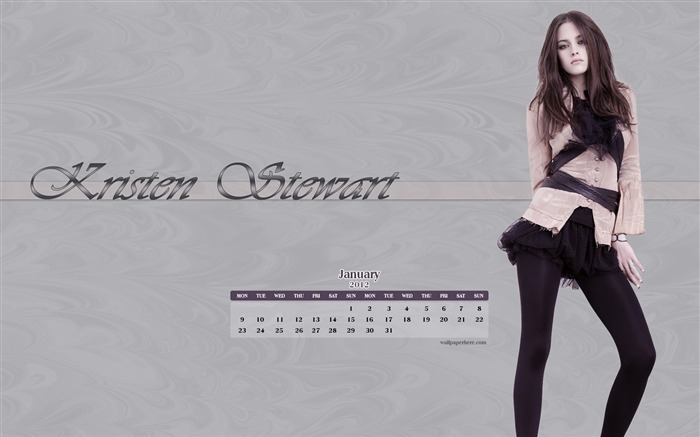 Kristen Stewart-January 2012 calendar desktop themes wallpaper Views:10602 Date:2011/12/30 23:55:28