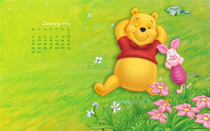 Winnie-enero de 2012 calendario temas de escritorio fondo de pantalla Vistas:19214