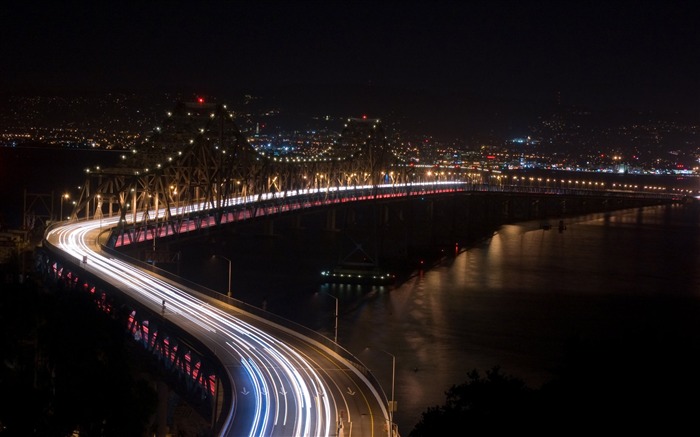 la nuit les lumières du pont longue exposition-Wallpaper photographie de paysage urbain Vues:25767