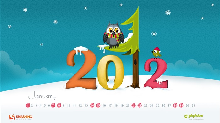 owl-enero 2012 calendario escritorio temas fondos de pantalla Vistas:9881