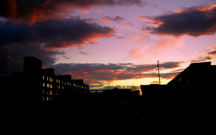 coucher de soleil dans la ville-Nature Paysage Fond d'écran Vues:10427