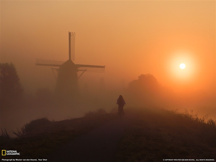 Morning Ride Netherlands-Landscape fotografía tema papel tapiz Vistas:9767