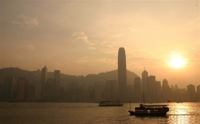 Victoria Harbour en Hong Kong, la fotografía de paisaje de la ciudad fondo de pantalla Vistas:10268