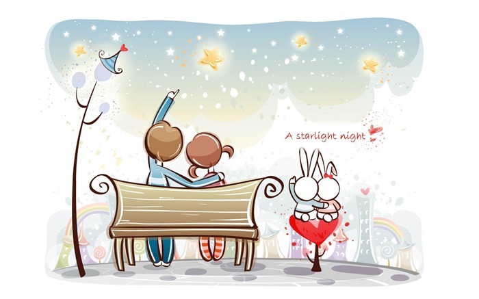 a starlight night-Romantic Valentines Day Vector wallpaper album Views:11952 Date:2012/1/12 13:09:38