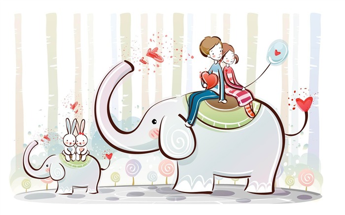 elephant ride-Romantic Valentines Day Vector wallpaper album Views:12941 Date:2012/1/12 13:18:29