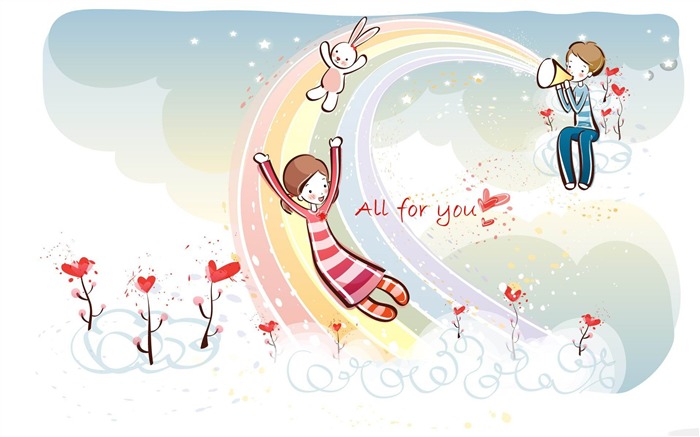 love rainbow-Romantic Valentines Day Vector fondo de pantalla album Vistas:10024