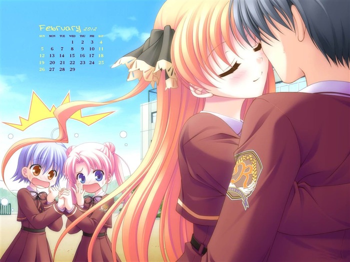 Anime Couple-February 2012 calendar desktop themes wallpaper Views:13786 Date:2012/2/2 22:42:50