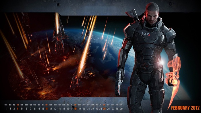 Mass Effect 3-February 2012 calendar desktop themes wallpaper Views:8185 Date:2012/2/2 23:01:13